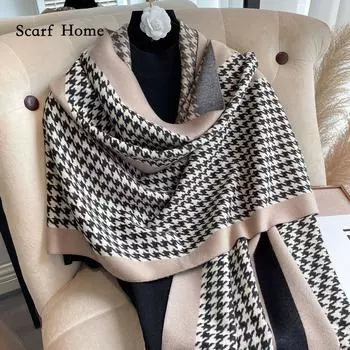 Высококачественные роскошные кашемировые шарфы, утолщенный теплый шейный шарф для женщин 180-65cm