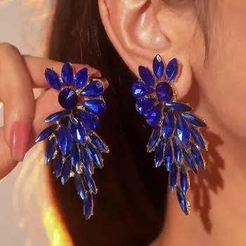 Высококачественные роскошные красочные блестящие серьги из кристаллов, модные преувеличенные серьги в уличном стиле для женщин