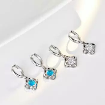 Высококачественные роскошные серьги с четырьмя листочками клевера и цирконием, легкие роскошные женские серьги высокого уровня с ощущением новой волны, сто с серьгами-пряжками синий