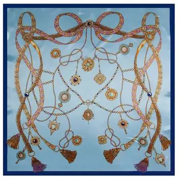 Высококачественные роскошные шелковые шарфы, повязка на голову, шарфы, шейный шарф для женщин, шелковый шарф с цепочкой, женская декоративная шаль 90*90cm синий