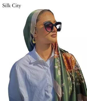 Высококачественные роскошные шелковые шарфы, повязка на голову, шарфы, шейный шарф для женщин, шелковый шарф с цепочкой, женская декоративная шаль 90*90cm красный