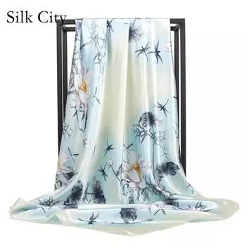 Высококачественные роскошные шелковые шарфы, повязка на голову, шарфы, шейный шарф для женщин, шелковый шарф с цепочкой, женская декоративная шаль 90*90cm красный