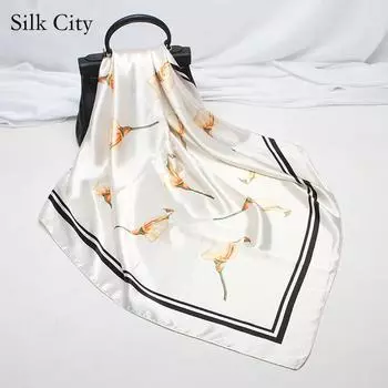 Высококачественные роскошные шелковые шарфы, повязка на голову, шарфы, шейный шарф для женщин, шелковый шарф с цепочкой, женская декоративная шаль 90*90cm