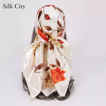 Высококачественные роскошные шелковые шарфы, повязка на голову, шарфы, шейный шарф для женщин, шелковый шарф с цепочкой, женская декоративная шаль 90*90cm