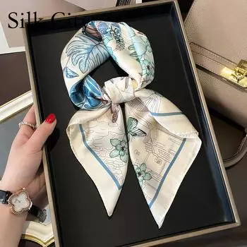 Высококачественные роскошные шелковые шарфы, повязка на голову, шарфы, шейный шарф для женщин, шелковый шарф с цепочкой, женская декоративная шаль 70*70cm