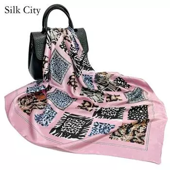 Высококачественные роскошные шелковые шарфы, повязка на голову, шарфы, шейный шарф для женщин, шелковый шарф с цепочкой, женская декоративная шаль 90*90cm