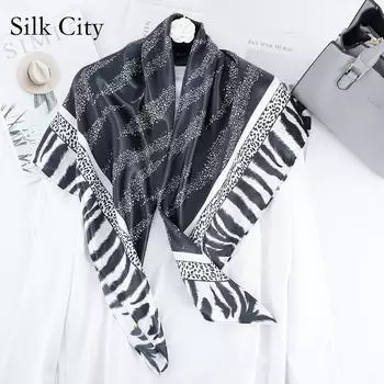 Высококачественные роскошные шелковые шарфы, повязка на голову, шарфы, шейный шарф для женщин, шелковый шарф с цепочкой, женская декоративная шаль 90*90cm