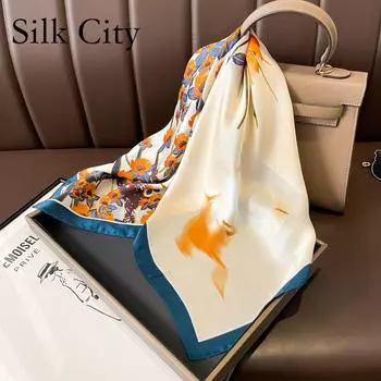 Высококачественные роскошные шелковые шарфы, повязка на голову, шарфы, шейный шарф для женщин, шелковый шарф с цепочкой, женская декоративная шаль 70*70cm