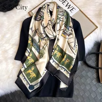 Высококачественные роскошные шелковые шарфы, повязка на голову, шарфы, шейный шарф для женщин, шелковый шарф с цепочкой, женская декоративная шаль 180-70cm