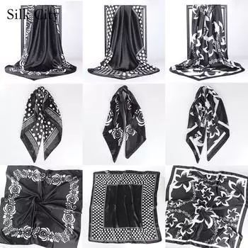 Высококачественные роскошные шелковые шарфы, повязка на голову, шарфы, шейный шарф для женщин, шелковый шарф с цепочкой, женская декоративная шаль 90*90cm