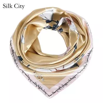 Высококачественные роскошные шелковые шарфы, повязка на голову, шарфы, шейный шарф для женщин, шелковый шарф с цепочкой, женская декоративная шаль 90*90cmtudung bawal) хаки
