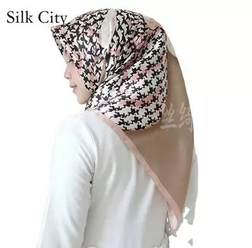 Высококачественные роскошные шелковые шарфы, повязка на голову, шарфы, шейный шарф для женщин, шелковый шарф с цепочкой, женская декоративная шаль 90*90cm