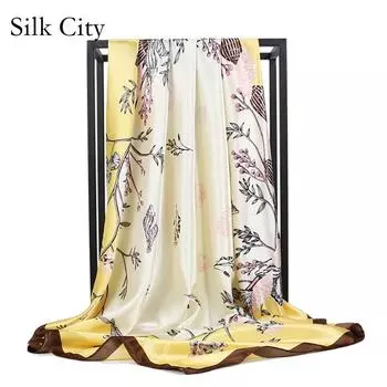 Высококачественные роскошные шелковые шарфы, повязка на голову, шарфы, шейный шарф для женщин, шелковый шарф с цепочкой, женская декоративная шаль 90*90cm красный