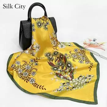 Высококачественные роскошные шелковые шарфы, повязка на голову, шарфы, шейный шарф для женщин, шелковый шарф с цепочкой, женская декоративная шаль 90*90cm