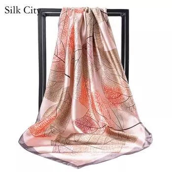 Высококачественные роскошные шелковые шарфы, повязка на голову, шарфы, шейный шарф для женщин, шелковый шарф с цепочкой, женская декоративная шаль 90*90cm
