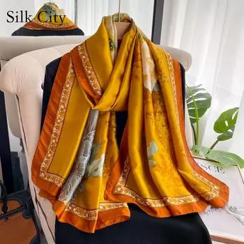 Высококачественные роскошные шелковые шарфы, повязка на голову, шарфы, шейный шарф для женщин, шелковый шарф с цепочкой, женская декоративная шаль 180 белый