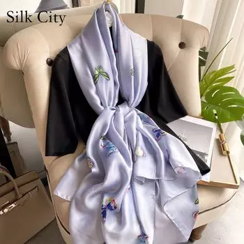 Высококачественные роскошные шелковые шарфы, повязка на голову, шарфы, шейный шарф для женщин, шелковый шарф с цепочкой, женская декоративная шаль 180-90cm