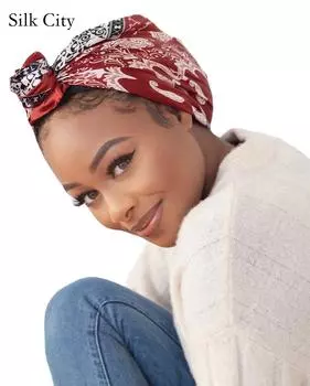 Высококачественные роскошные шелковые шарфы, повязка на голову, шарфы, шейный шарф для женщин, шелковый шарф с цепочкой, женская декоративная шаль 90*90cm чёрный