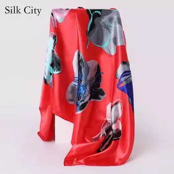 Высококачественные роскошные шелковые шарфы, повязка на голову, шарфы, шейный шарф для женщин, шелковый шарф с цепочкой, женская декоративная шаль 90cm