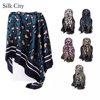 Высококачественные роскошные шелковые шарфы, повязка на голову, шарфы, шейный шарф для женщин, шелковый шарф с цепочкой, женская декоративная шаль 90*90cm