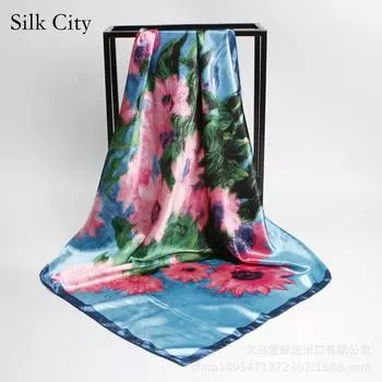 Высококачественные роскошные шелковые шарфы, повязка на голову, шарфы, шейный шарф для женщин, шелковый шарф с цепочкой, женская декоративная шаль