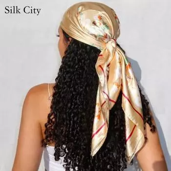 Высококачественные роскошные шелковые шарфы, повязка на голову, шарфы, шейный шарф для женщин, шелковый шарф с цепочкой, женская декоративная шаль 90*90cm красный