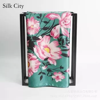 Высококачественные роскошные шелковые шарфы, повязка на голову, шарфы, шейный шарф для женщин, шелковый шарф с цепочкой, женская декоративная шаль 90*90cm