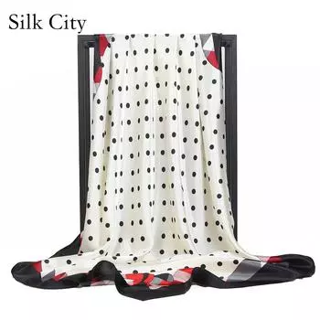 Высококачественные роскошные шелковые шарфы, повязка на голову, шарфы, шейный шарф для женщин, шелковый шарф с цепочкой, женская декоративная шаль 90*90cm красный