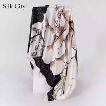 Высококачественные роскошные шелковые шарфы, повязка на голову, шарфы, шейный шарф для женщин, шелковый шарф с цепочкой, женская декоративная шаль 90cm