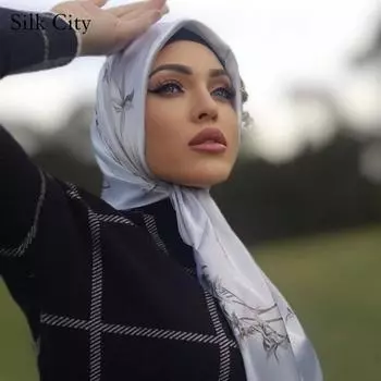 Высококачественные роскошные шелковые шарфы, повязка на голову, шарфы, шейный шарф для женщин, шелковый шарф с цепочкой, женская декоративная шаль 90*90cm бежевый