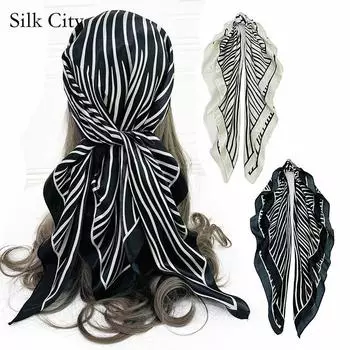 Высококачественные роскошные шелковые шарфы, повязка на голову, шарфы, шейный шарф для женщин, шелковый шарф с цепочкой, женская декоративная шаль 90*90cm