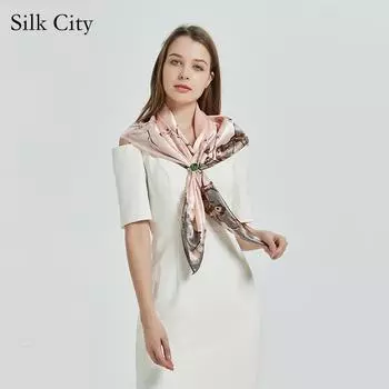 Высококачественные роскошные шелковые шарфы, повязка на голову, шарфы, шейный шарф для женщин, шелковый шарф с цепочкой, женская декоративная шаль