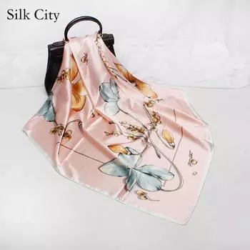Высококачественные роскошные шелковые шарфы, повязка на голову, шарфы, шейный шарф для женщин, шелковый шарф с цепочкой, женская декоративная шаль 90*90cm