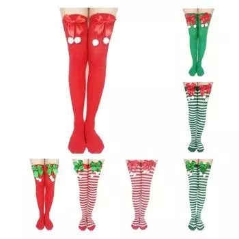 Высококачественные рождественские украшения, носки, полосатые длинные чулки, рождественские украшения, высокие носки для девочек, полосатые гольфы A