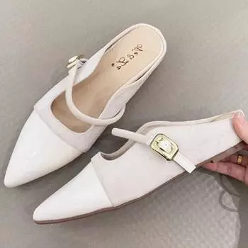 Высококачественные сандалии на плоской подошве с острым носком, женские модные узкие сандалии с пряжкой, лаконичные удобные нескользящие дизайнерские туфли 35