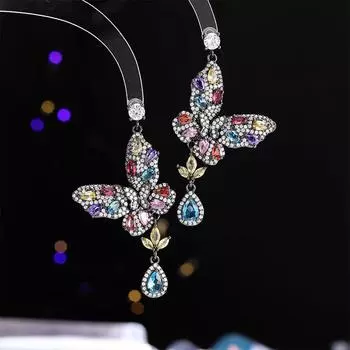 Высококачественные серьги-бабочки из нишевого дизайна в стиле тяжелой промышленности, серебряные иглы 925, длинные, персонализированные, милые, легкие, роскошные серьги для женщин серебряный