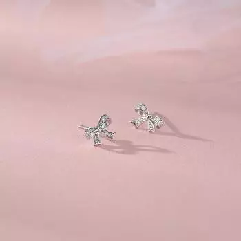 Высококачественные серьги-бантики для женщин с флэш-сверлами с нишевым милым темпераментом, изысканные серьги для пирсинга ушей