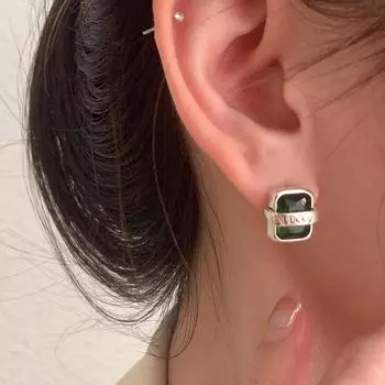 Высококачественные серьги Dongdaemun Luxe Diamond: Нишевый дизайн с иглой из серебра 925 пробы EH1194 ear clips pair