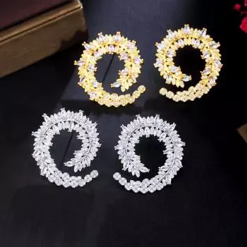 Высококачественные серьги-гвоздики из оксида циркония CMM U-образной формы, свадебные украшения золотого/серебряного цвета золотой