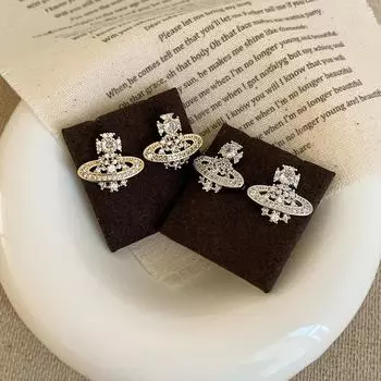 Высококачественные серьги-гвоздики с трехмерной планетой из цельного циркония, женские легкие, роскошные, ретро, элегантные, модные, темпераментные, универсальные серьги для поездок на работу