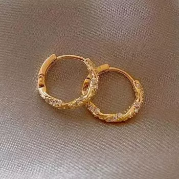 Высококачественные серьги-кольца с бриллиантами и легким роскошным темпераментом для женщин серебряный