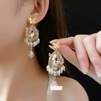 Высококачественные серьги-подвески в стиле темперамент, роскошные серьги-подвески в стиле ретро для женщин розовый