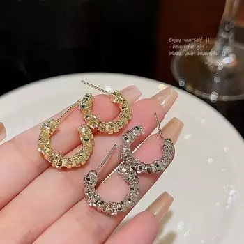 Высококачественные серьги в форме буквы C из серебра S925 пробы для женщин - роскошный стиль знаменитостей в Интернете E5902 серебряный