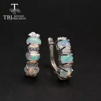 Высококачественные серебряные серьги с опалом, красочные натуральные серьги с застежкой из эфиопского опала, овальные 5*7 мм, ювелирные изделия из стерлингового серебра 925 пробы для женщин, хороший подарок M белый