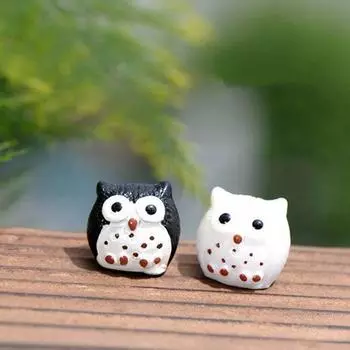 Высококачественные суккулентные растения, микроландшафт, симпатичные садовые совы, миниатюрные украшения, мини-феи, садовые украшения чёрный