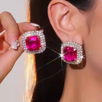 Высококачественные сверкающие геометрические квадратные серьги с кристаллами, нишевый дизайн, нежные и элегантные серьги, женские серьги, 1 пара