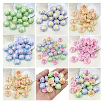 Высококачественные свободные бусины с покрытием, цветные ювелирные изделия, ручная работа, материал, УФ-заколка для волос «сделай сам», кролик, сплющенный, 5 шт., ожерелье, браслет, двухцветный кулон синий