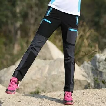 Высококачественные тканевые уличные эластичные быстросохнущие брюки женские походные спортивные износостойкие брюки M чёрный