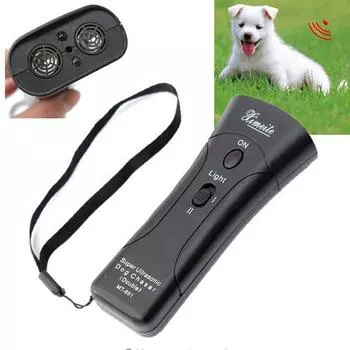 Высококачественные товары для собак Фонарик Ультразвуковой отпугиватель собак Остановка агрессивных отпугиватель животных чёрный