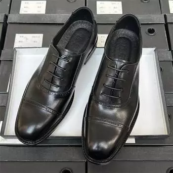 Высококачественные трехсоставные кожаные туфли мужские деловые кожаные дышащие рабочие туфли свадебные туфли жениха мужские кожаные туфли деревянные корни 38 чёрный
